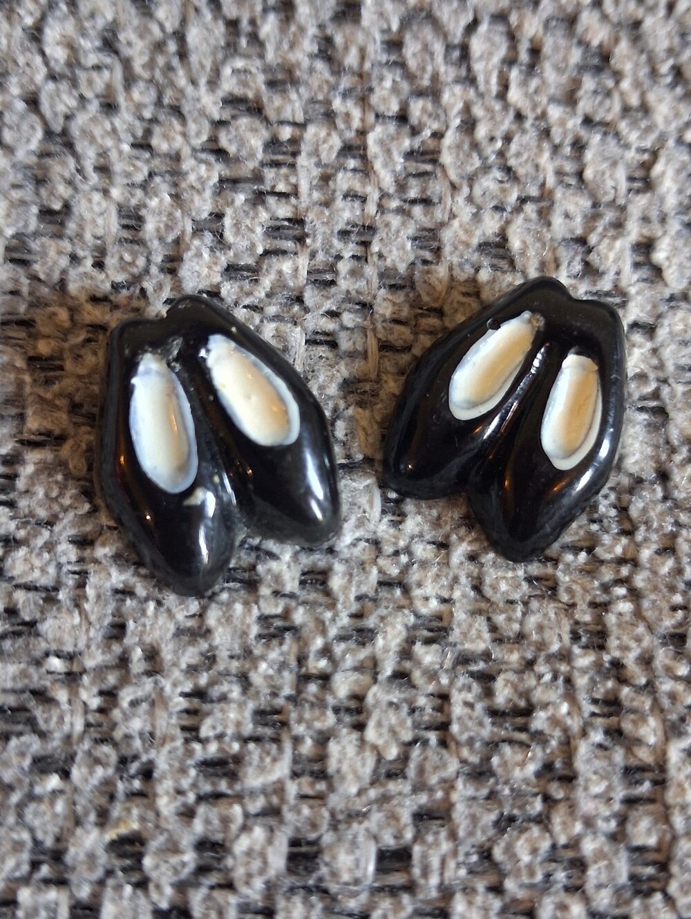 Black and White Slip-On Ballet Shoes Earrings - Unbranded